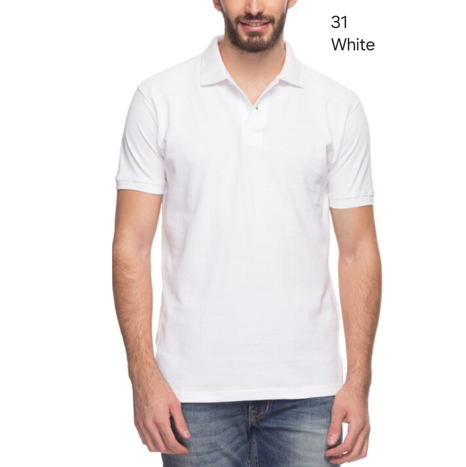 Cotton Polo T Shirt (White)